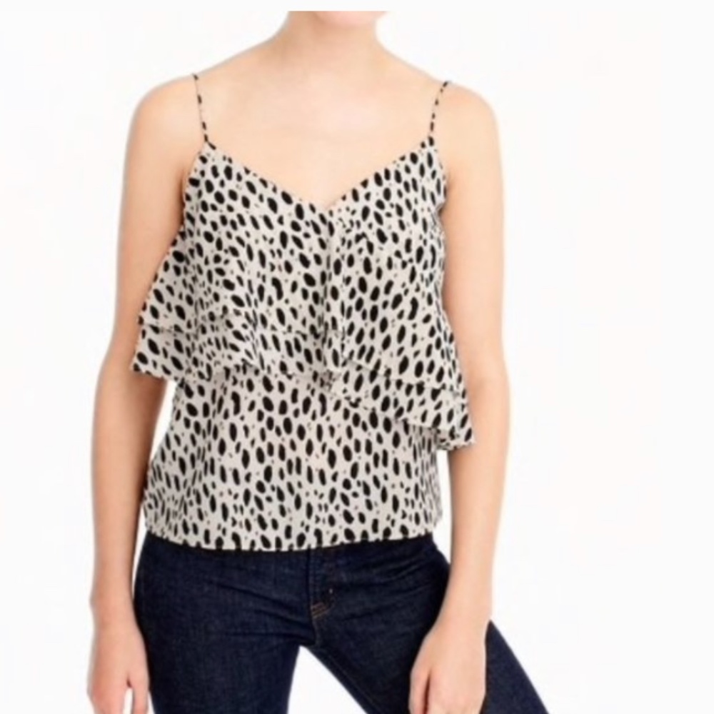 New J. Crew silk leopard print cami size 14 tank career party tank top layer